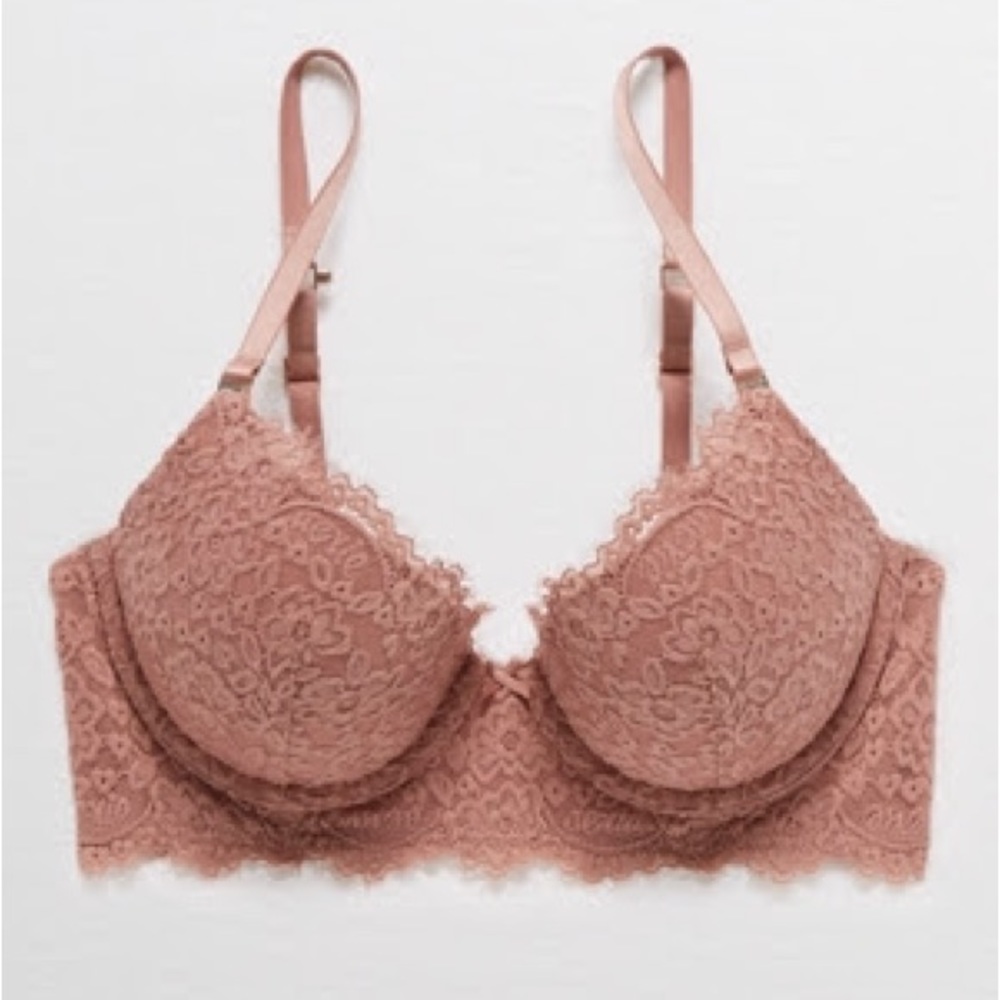 NWT Aerie real power eyelash lace plunge push up bra
